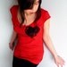 Clockwork Heart Womens Tshirt - Red Heart Scoop Neck Top - Tender Time Bomb Tee Shirt