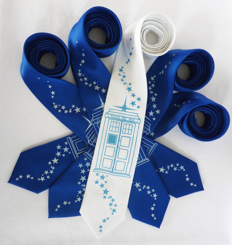Timeless Wedding Necktie Set - 5 Doctor Who TARDIS Inspired Ties for the Time Lord & His Groomsmen