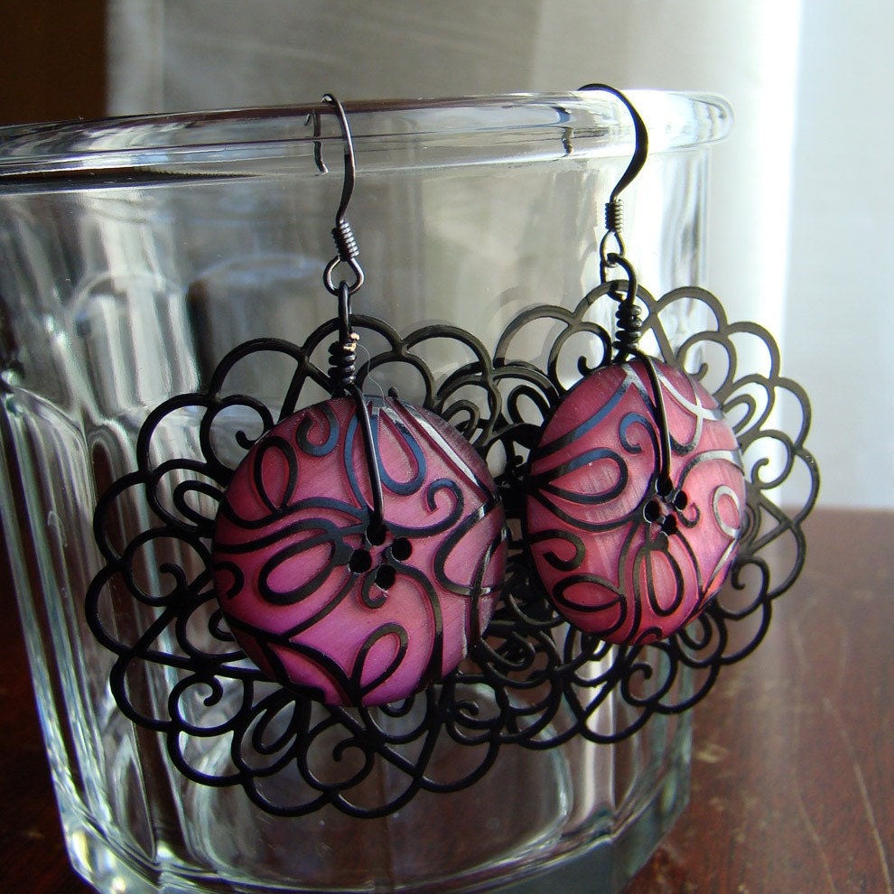 Earrings - Noir Swirl