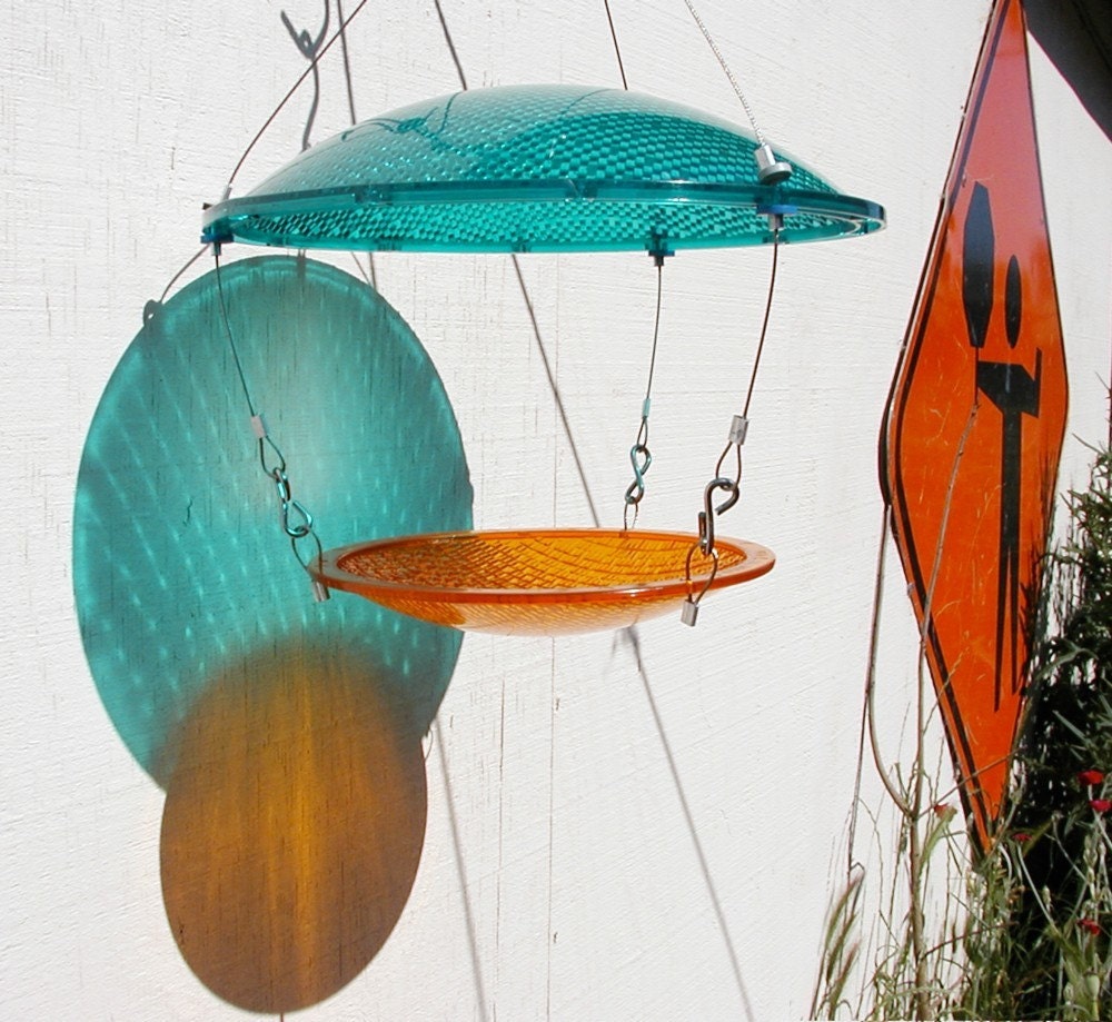 Bird Feeder. Repurposed Recycled street lights. Emerald Skies and warm sunshine. 3 dollars from sale goes to the National Audubon