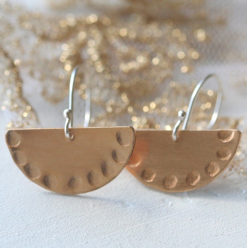 bronze half moon earrings