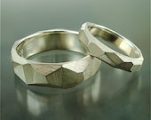 Sterling Chiseled Wedding Rings - Made to Order