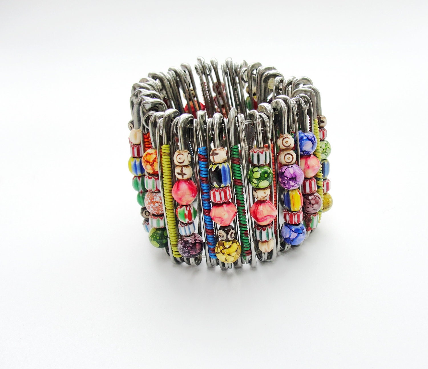 Safety Bracelet - Multicolored Safety Pin Cuff