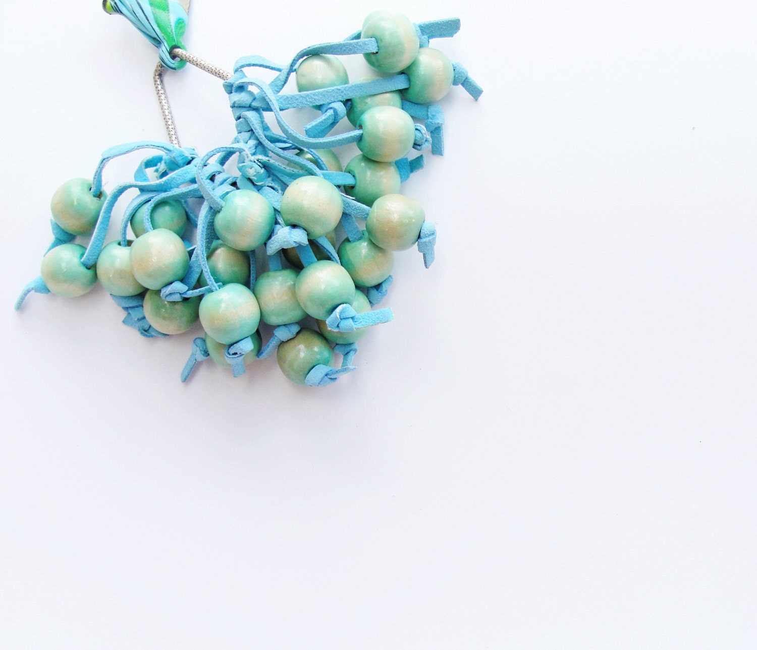 Waterfalls Keychain / Bag adornment - Wooden Beads and Leatherette