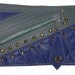 Studded grey and purple leather clutch bag, handmade.