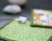 quilted pot holders - dots and flowers