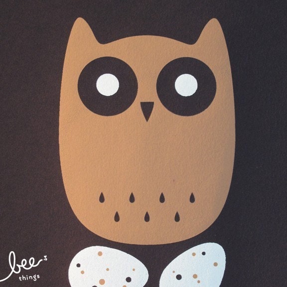 long-eared owl limited edition screen print