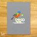painted bunting limited edition print - grey