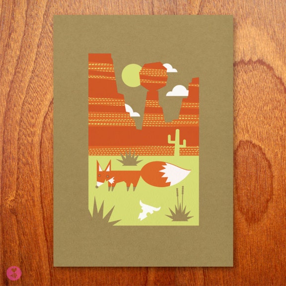 red fox bee land limited edition print