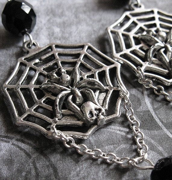 Gothic Spider Web Earrings Lloths Wraith Stainless Steel