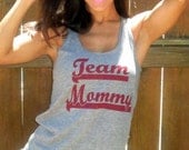 TEAM MOMMY Eco-Heather Flowy Racerback Tank.  Size MEDIUM