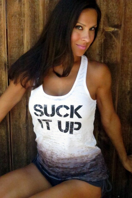 Suck It Up.  Burnout A-Line Racerback Tank Size LARGE