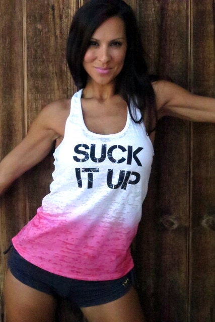 Suck It Up. Burnout A-Line Racerback Tank Size MEDIUM