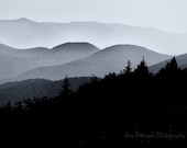 Blue Ridge Mountains Photo. Black & White. NC  landscape photograph. striking wall art 5x7 Fine Art Photograph, Metallic Paper In Stock - JessPetersonPhotos