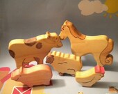 Waldorf Inspired Kids Wooden Farm Animals Play Toy Set