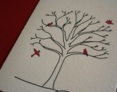 Set of 6 - Letterpress Printed Cardinal Cards