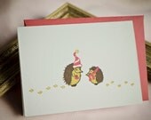 Letterpress Printed Hedgehog Valentine/Love Card - single