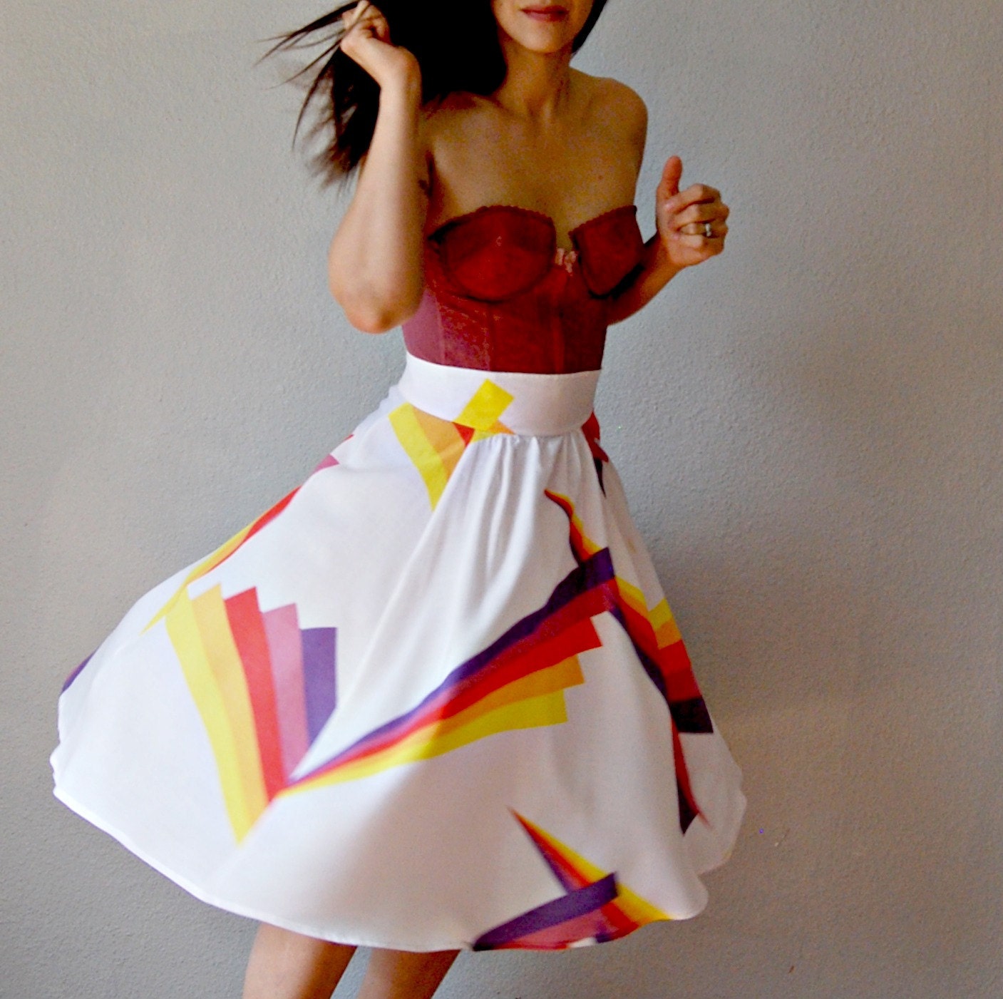full GEOMETRIC skirt / high waisted circle skirt