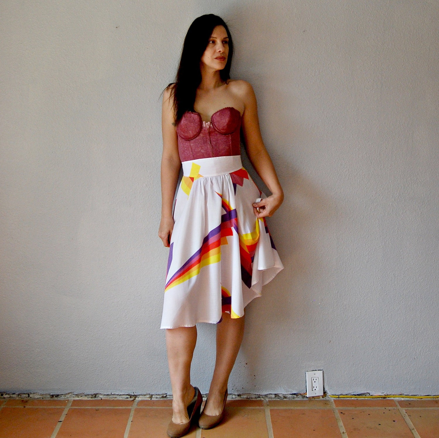 full GEOMETRIC skirt / high waisted circle skirt