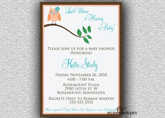 Owl Baby Shower Invitation - Guess who is having a baby - 5x7 gender neutral - printable invitations Look Whooos Having a Baby Il_570xn