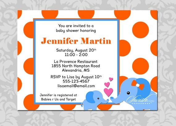 Elephant Baby Shower Invitation - Boy Girl Gender Neutral - printable party digital invite diy Il_570xn