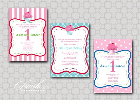 Cupcake Birthday Party Invitation - Digital Birthday Invite - printable party Il_570xn
