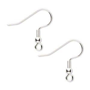 8096FD    - Earwire Silver ptd Stainless Surgical Steel Fishhook French Hook, 21 gauge, 50 Qty