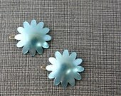 1960s French Barrettes- Teal Daisies