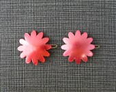 1960s French Barrettes- Red Daisies