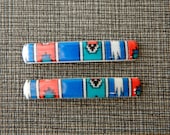 1980s Blue Vintage French Barrettes- Native American