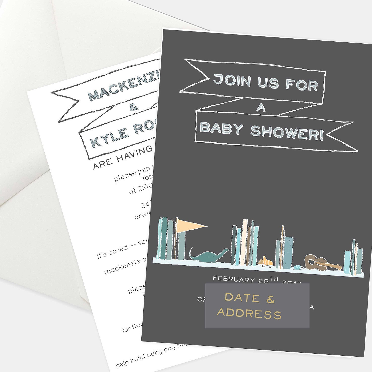 Book Shelf Baby Boy Shower Invitation