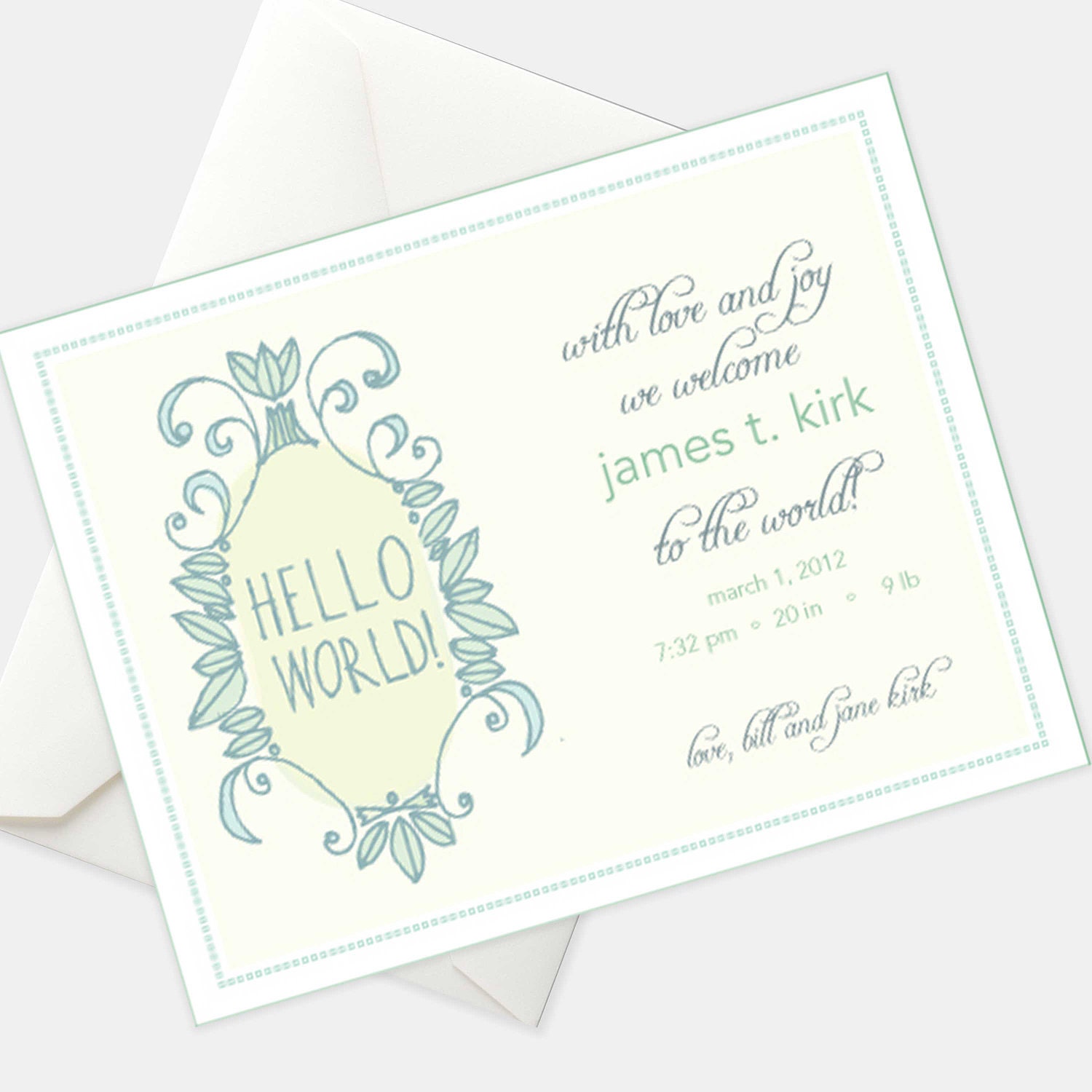 Hello World Baby Announcement