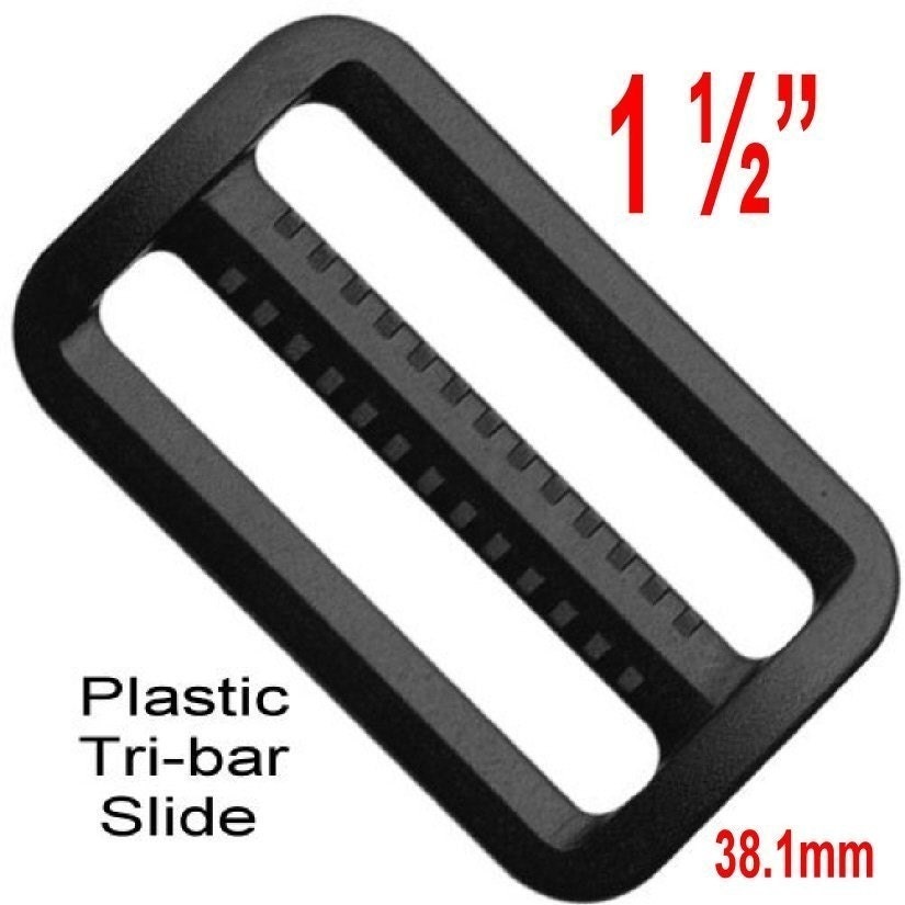 Strap Adjuster, Slide, 1 1/2 inch, 20 PIECES, Heavy Duty Polyacetal Plastic, 1.5 inch, 38mm, Tri Bar