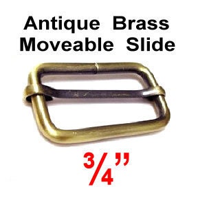 100 Pieces - 3/4 inch, Moveable Bar Slide, Strap Adjuster Slider, .75, 19.05mm, Antique Brass