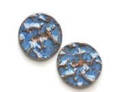 Blue Valleys  - 2 Handmade Earthenware Buttons