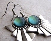 Art Deco Indigo Illusion Silver Shimmer Earrings