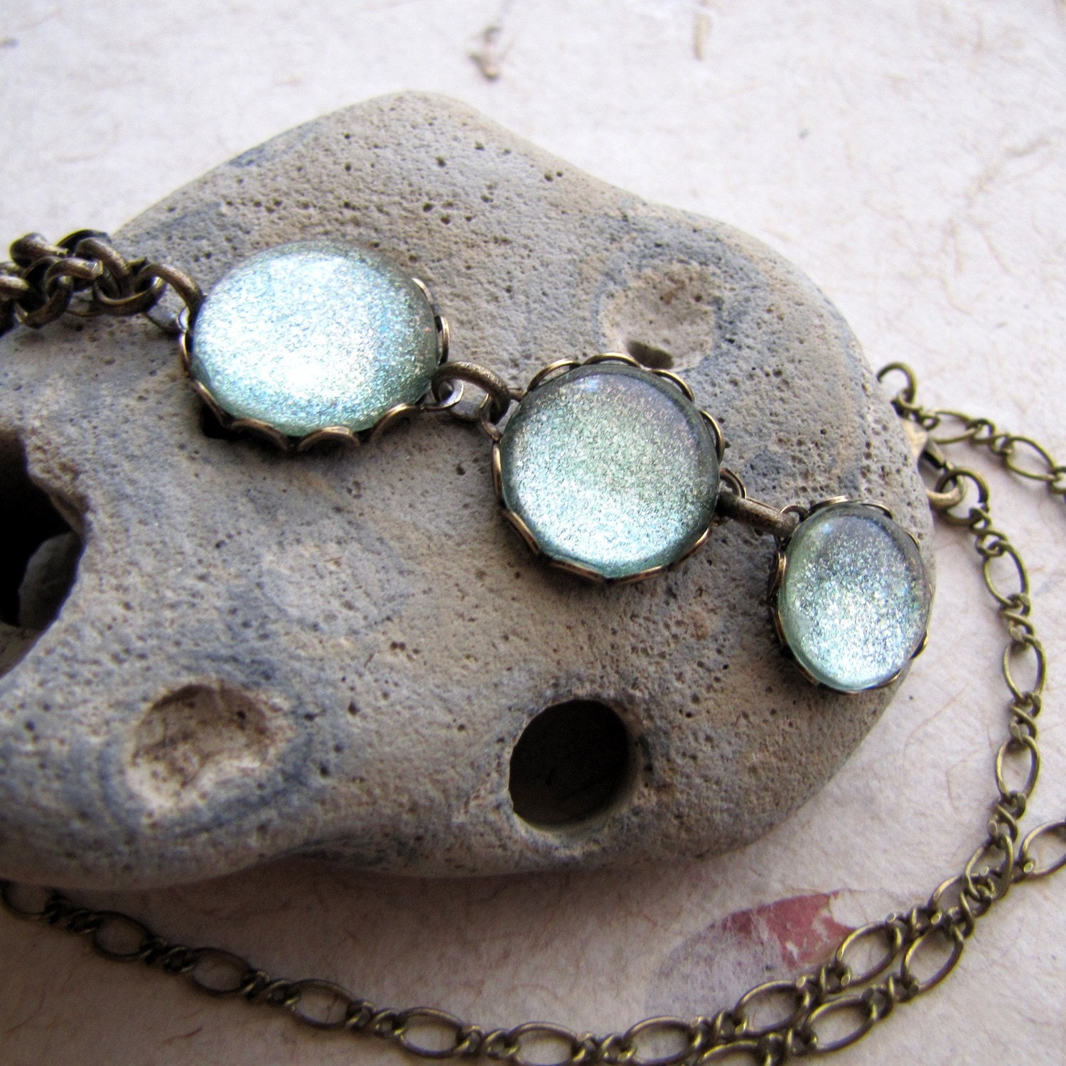 Flurry Holographic Steampunk Necklace Antiqued Brass