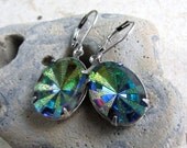 Vintage Jewel Earrings - Vitrail Rainbow Carnival Dangle Earrings