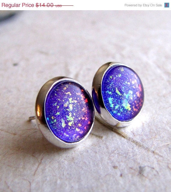 Violet Explosion 10mm Post Earrings