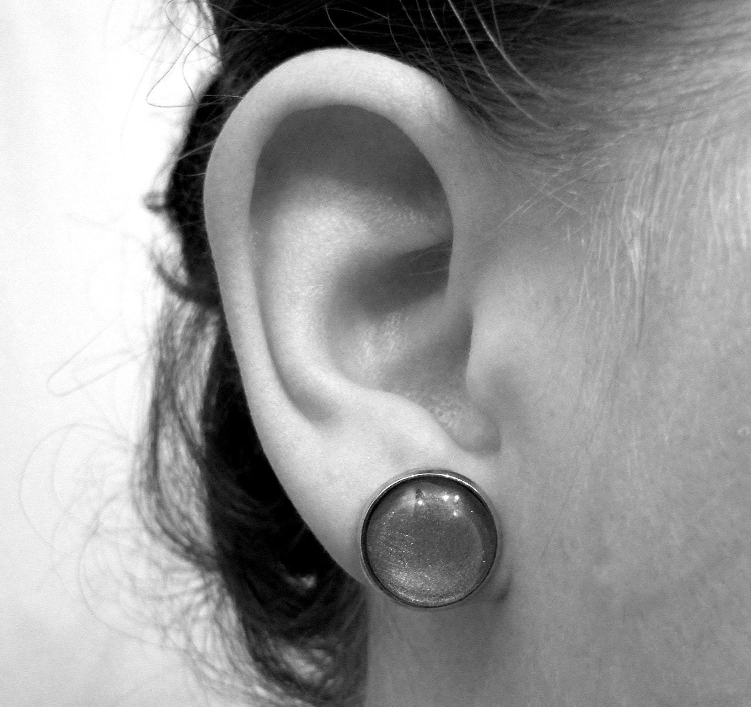 Northern Lights Post Earrings - Antiqued Silver - Blue Green Night Sky