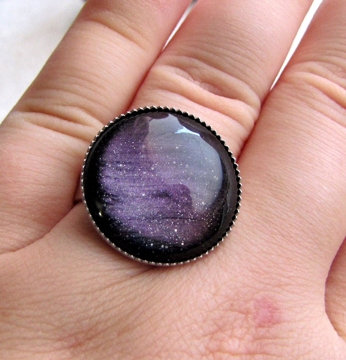 Starry Starry Night Ring in Silver Navy Blue Ring