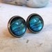 Northern Lights Post Earrings - Antiqued Silver - Blue Green Night Sky