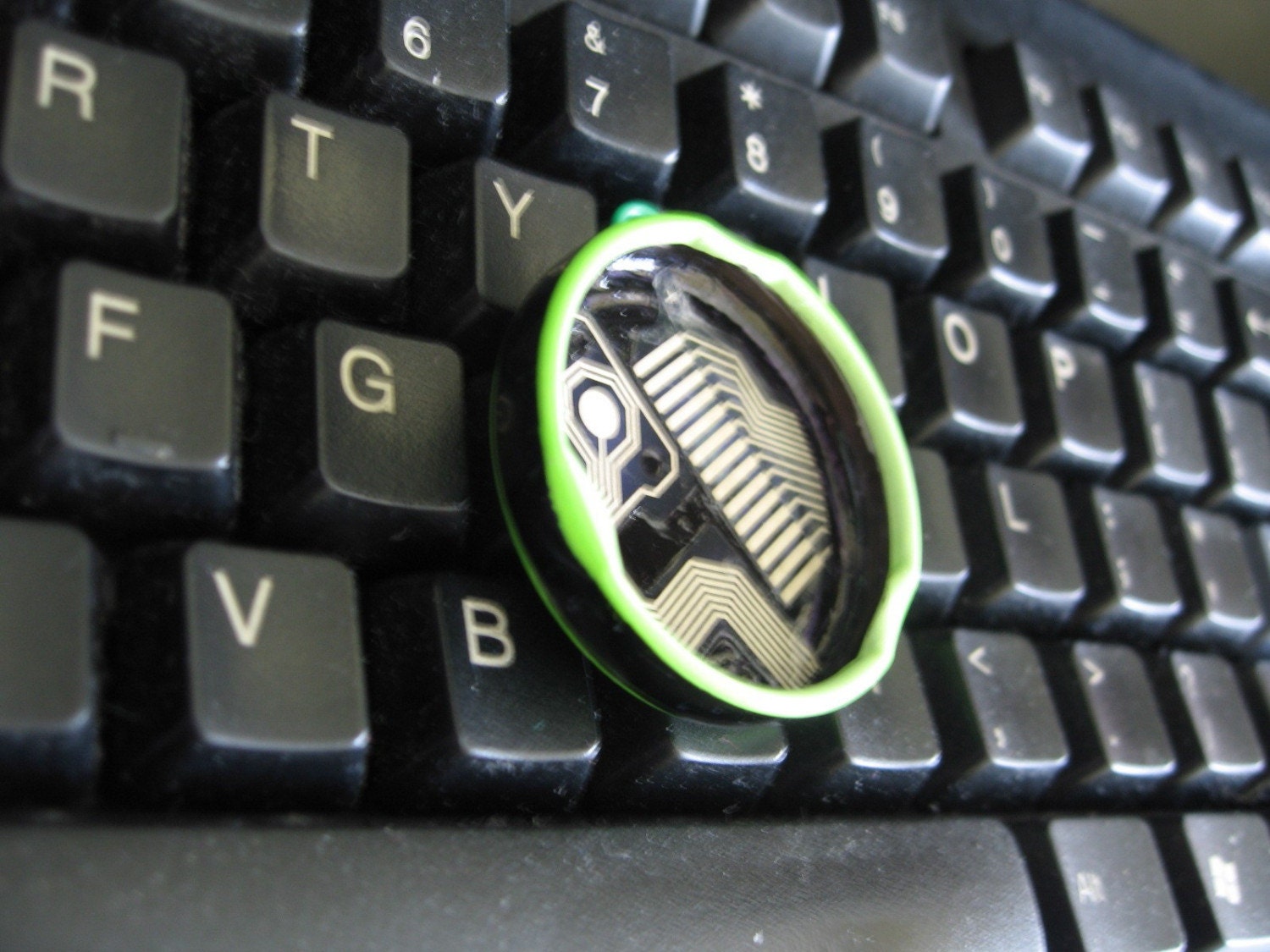 Green Circuitry Bottle Cap Pendant
