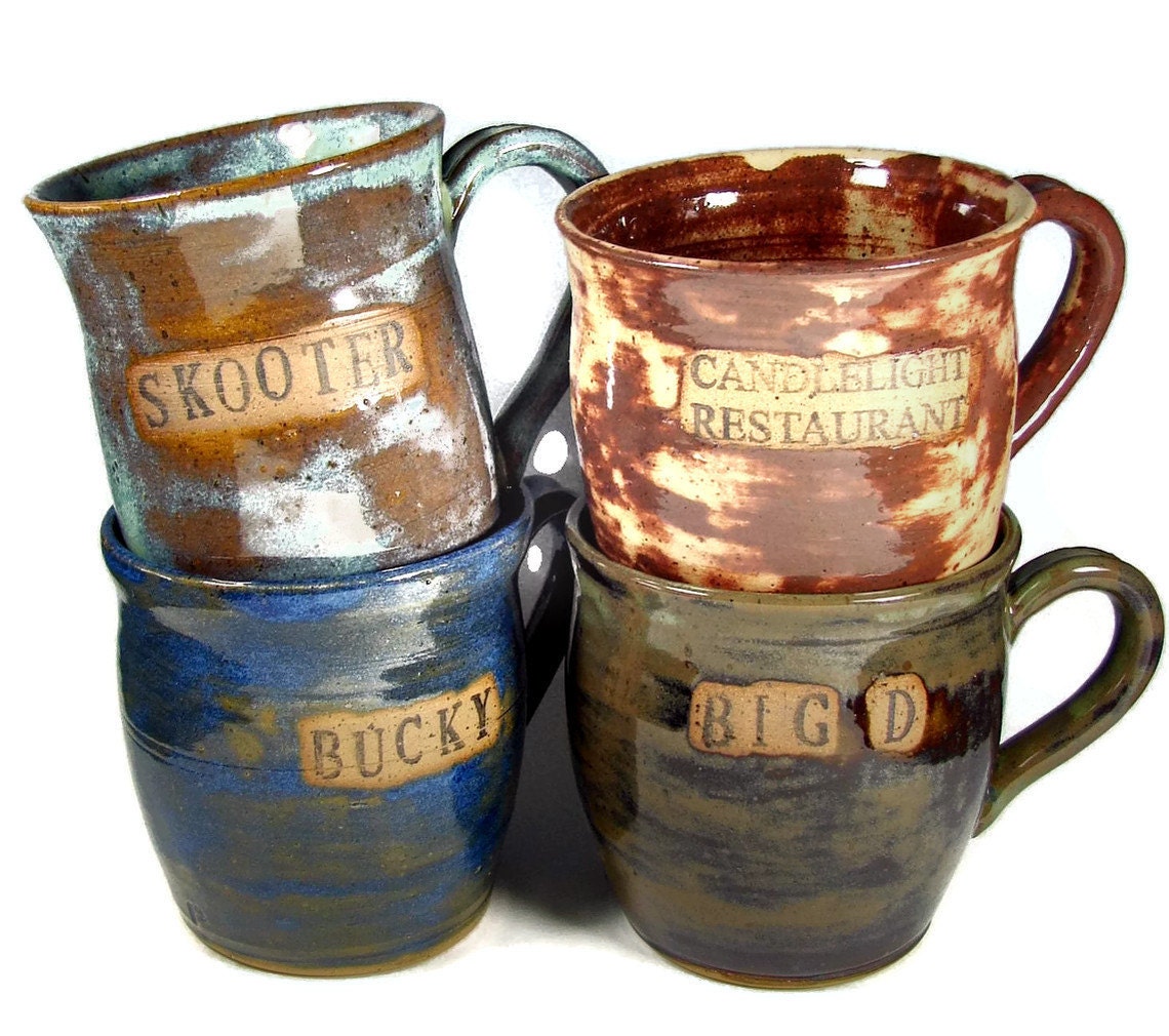 HUGE Beer Mugs - Custom and Personalized for You - Great Groomsmen Gifts - Handmade Stoneware Wheel Thrown Clay Pottery