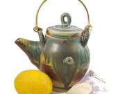 Stoneware Teapot - 3 Cup Teapot - Beautiful Coppery Green Tea Pot - Handmade Ceramic Teapot - Pottery Art Vessel - Ships Today