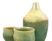 Whiskey Bottle and Shot Glass Set - Ceramic Barware - Handmade - Stoneware Flask - Pottery Shot Glass Set - Best Man Gift - Ships Today