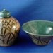 Ceramic Bowl and Urn with Bamboo Design / Handmade Art Pottery - Wheel Thrown Stoneware Clay - Ships Today