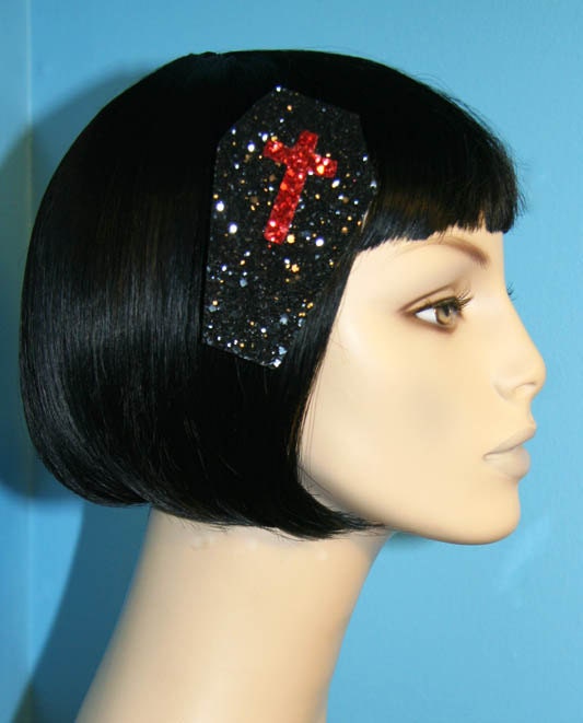 Coffin Cutie Glitter Hair Clip Accessory by Cutie Dynamite Psychobilly Goth Pinup