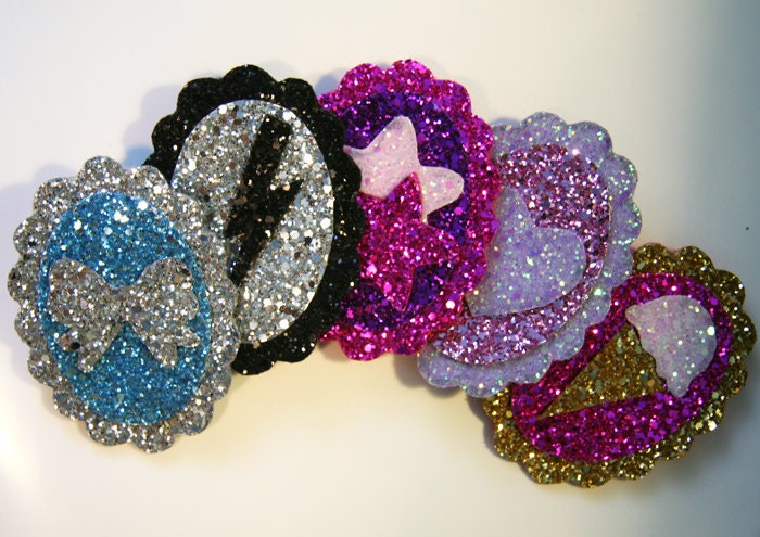 Sparkle Team Glitter Badge Brooch Hair Clip Accessory by Cutie Dynamite Rockabilly Cute Pinup