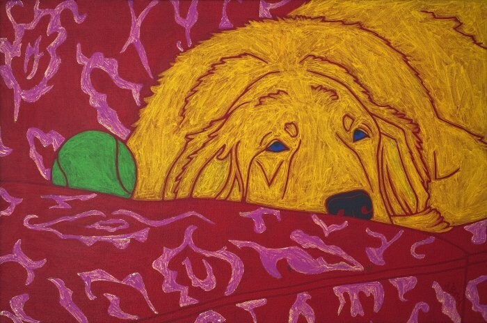After a Long Hard Day - Dog Pop Art - Golden Retriever Art Print - by dogpopart on etsy
